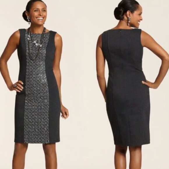 Chico’s heather grey sequin panel Talia sheath dress. - Picture 6 of 7